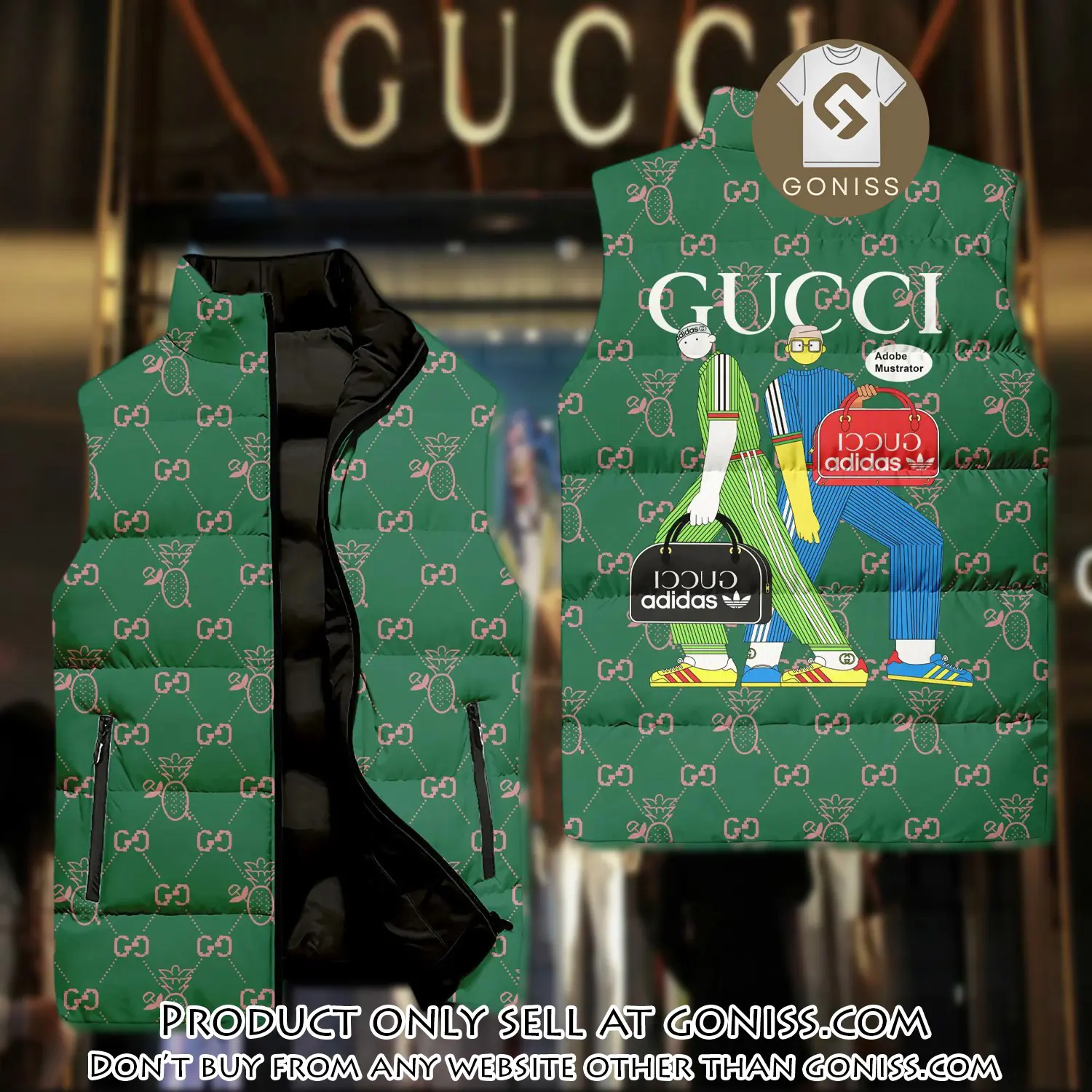 Gucci two men luxury brand 3d sleeveless down jacket gn1012393